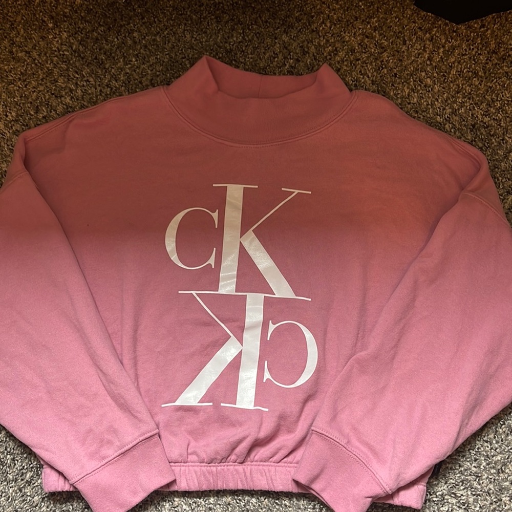 Pink Calvin Klein cropped sweatshirt